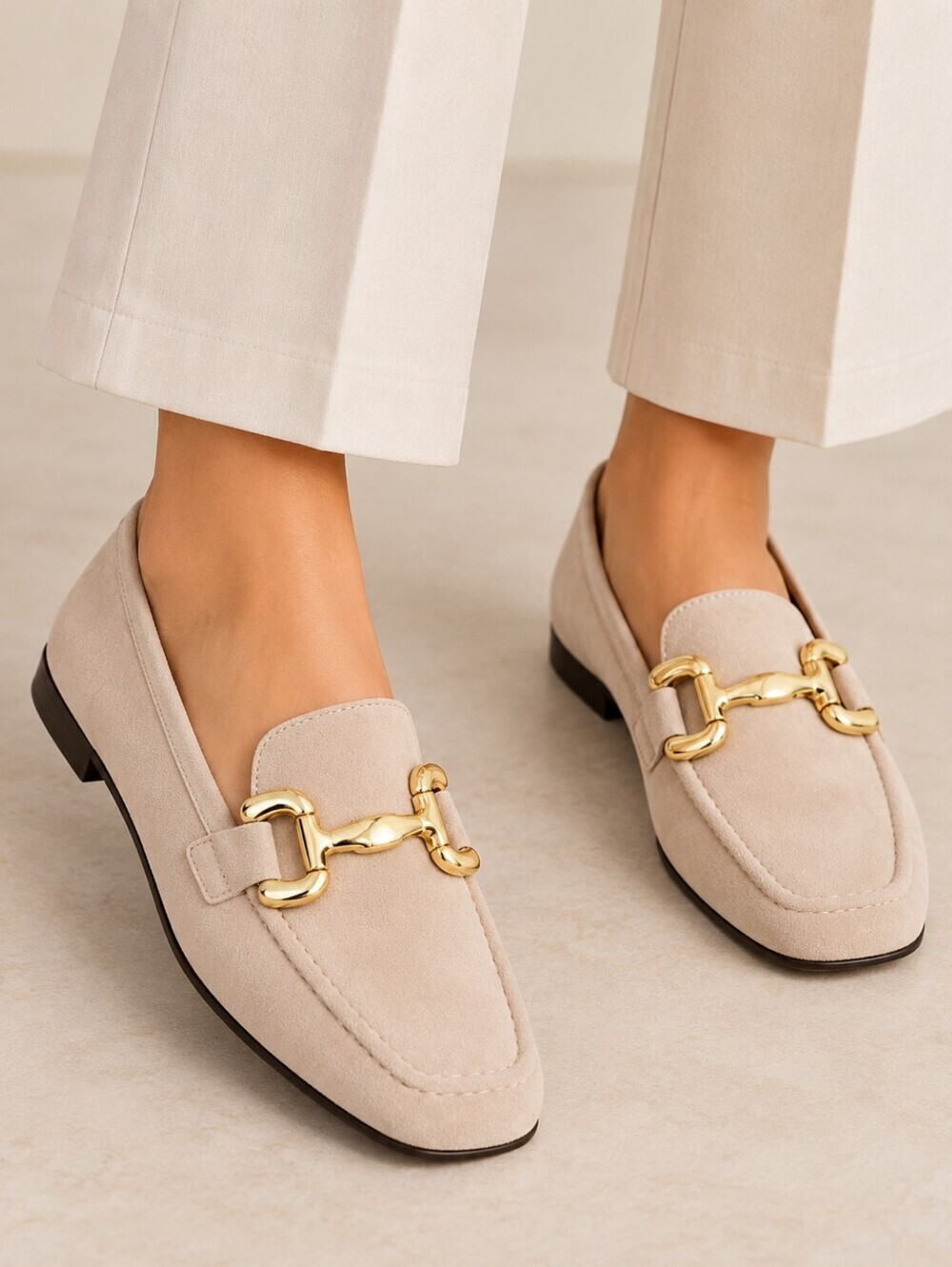 Diba True Beige Suede Loafers Size 8